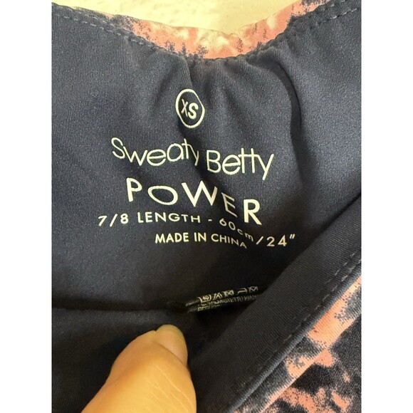 Sweaty Betty Power 7/8 Workout Leggings Pink Navy Tie Dye Yoga Pockets Size XS - Picture 11 of 16